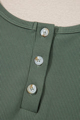 Vineyard Green Buttoned Drawstring Waist Sleeveless Wide Leg Jumpsuit Jumpsuits & Rompers JT's Designer Fashion