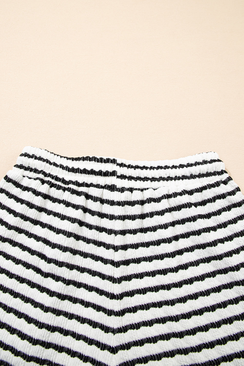 Black Stripe Knitted Short Sleeve Top and Drawstring Shorts Set Short Sets JT's Designer Fashion
