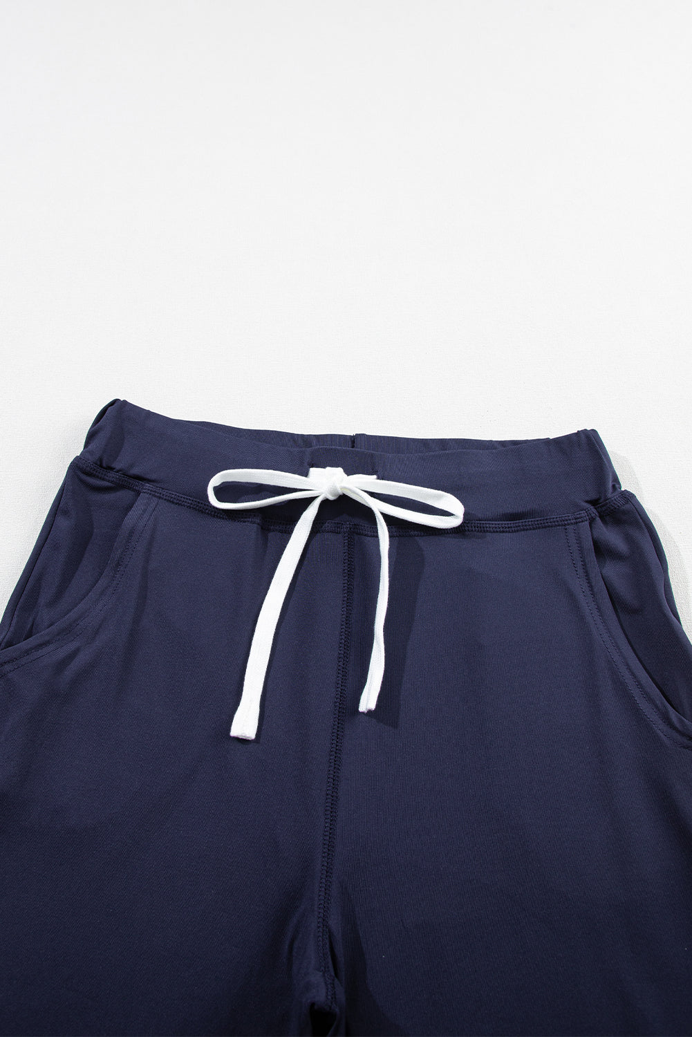 Navy Blue Drawstring Waist Pocketed Joggers Pants & Culotte JT's Designer Fashion