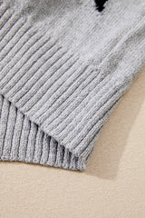 Gray Star Pattern Drop Shoulder Sweater Sweaters JT's Designer Fashion