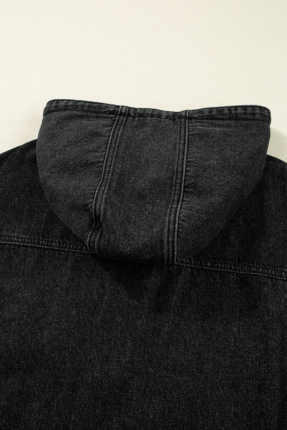 Black Big Chest Pocket Drop Shoulder Hooded Denim Jacket Denim Jackets JT's Designer Fashion