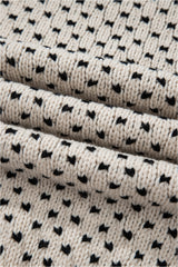 Beige Bow Decor Color Contrast Ribbed Edge Crew Neck Sweater Sweaters JT's Designer Fashion
