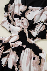 Black Floral Cutout Square Neck Knot Back Sleeveless Long Dress Maxi Dresses JT's Designer Fashion