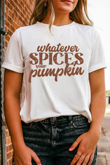 White Whatever Spices Your Pumpkin Graphic Tee Graphic Tees JT's Designer Fashion