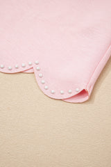 Light Pink Puff Sleeve Pearl Embellished Scallop Trim Top 2 Piece Skort Set Two Piece Dresses JT's Designer Fashion