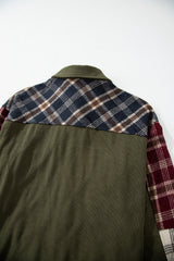 Red Mixed Plaid Patchwork Retro Shacket Plaid Shackets JT's Designer Fashion