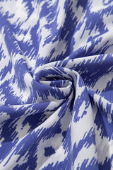 Sky Blue Geometric Print V Neck Casual Long Dress Maxi Dresses JT's Designer Fashion