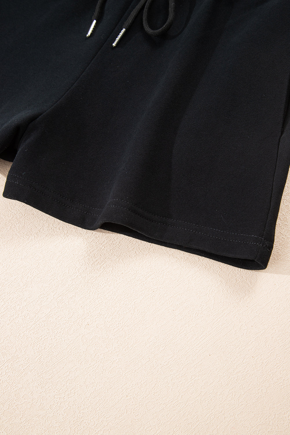Black Button Drawstring Hooded Pullover and Casual Short Set Short Sets JT's Designer Fashion