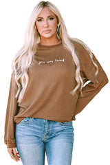 Khaki You Are Loved Print Corduroy Sweatshirt Sweatshirts & Hoodies JT's Designer Fashion