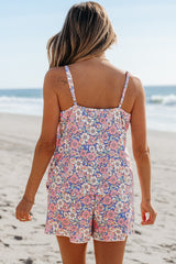 Sky Blue Floral Print Spaghetti Straps Tank Top and Shorts Set Short Sets JT's Designer Fashion