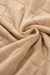 Light French Beige Solid Checkered Textured Knit Plus Size Sweater Plus Size Sweaters & Cardigans JT's Designer Fashion