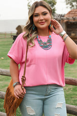 Bonbon Corded Patchwork Pocketed Plus Size T Shirt Plus Size Tops & Tees JT's Designer Fashion