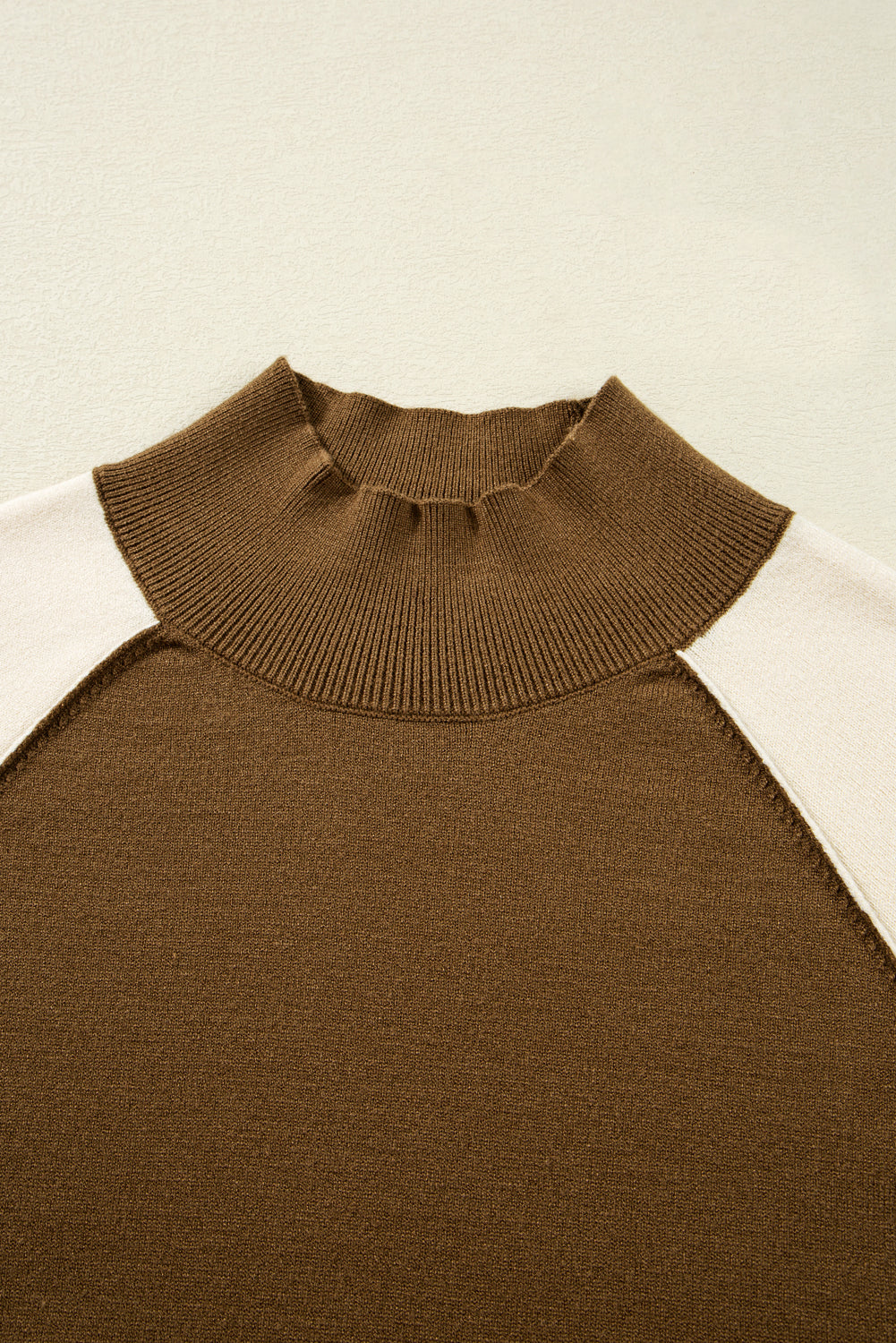 Desert Palm Colorblock Raglan Puff Sleeve Mock Neck Sweater Sweaters JT's Designer Fashion