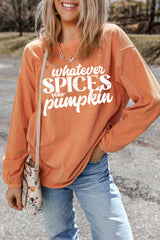 Orange Whatever Spices Your Pumpkin Graphic Corded Pullover Sweatshirt Graphic Sweatshirts JT's Designer Fashion