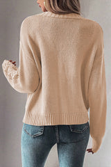 Beige Open Knit Drop Shoulder Sweater Cardigan Cardigans JT's Designer Fashion