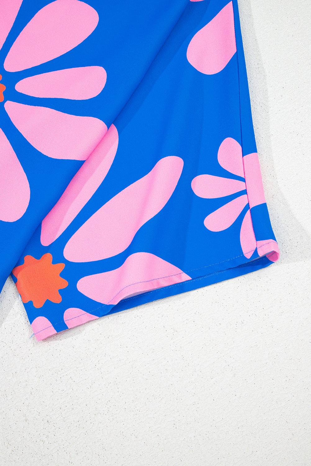 Blue Summer Flower Print Shirt Collar Button Front Loose Romper Jumpsuits & Rompers JT's Designer Fashion