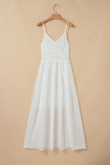 White Spaghetti Straps High Waist Elegant Long Dress Maxi Dresses JT's Designer Fashion