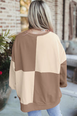 Parchment Colorblock Henley High Low Oversize Sweatshirt Sweatshirts & Hoodies JT's Designer Fashion