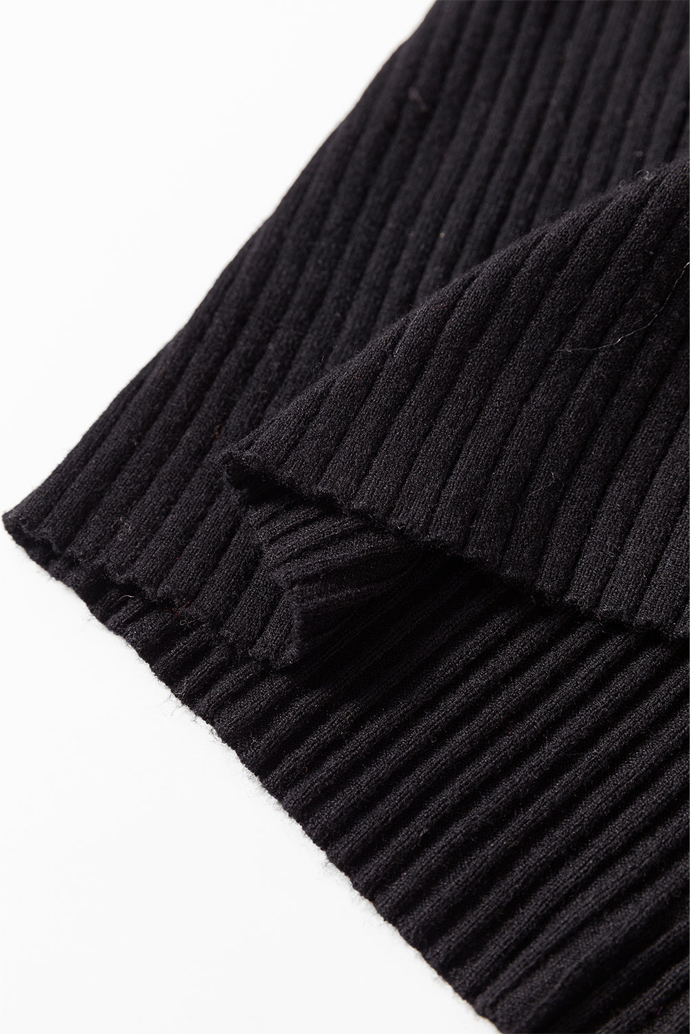 Black Ribbed Knit Collared Slim Fit Sweater Cardigan Cardigans JT's Designer Fashion