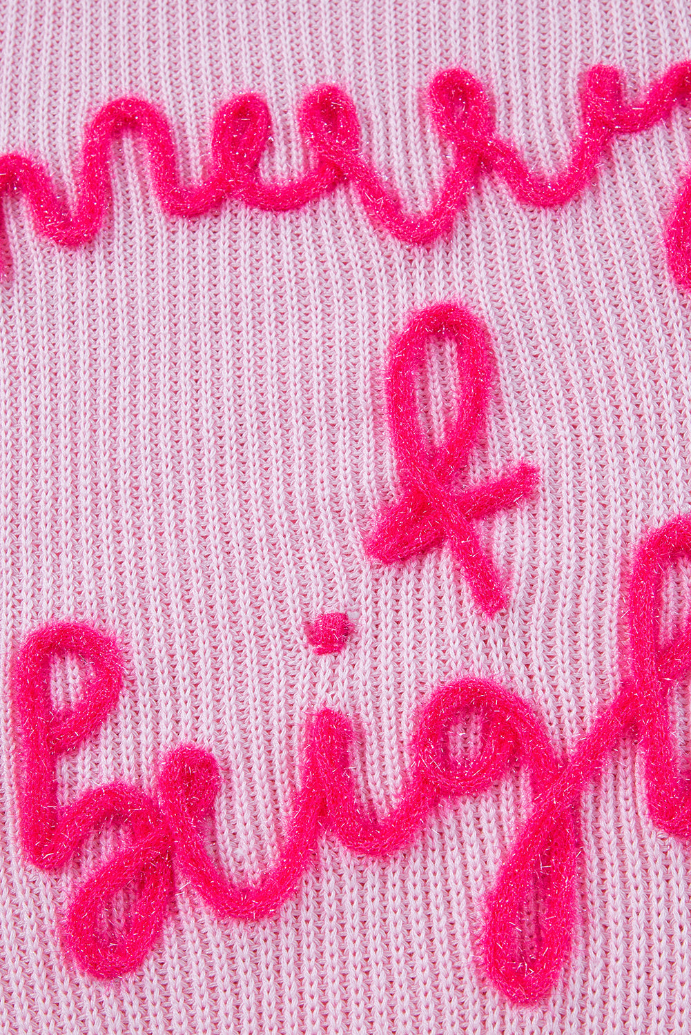 Pink Merry & Bright Pop Up Letter Waffle Knit Sweater Sweaters JT's Designer Fashion