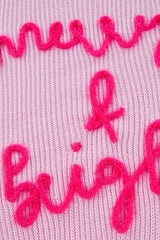 Pink Merry & Bright Pop Up Letter Waffle Knit Sweater Sweaters JT's Designer Fashion