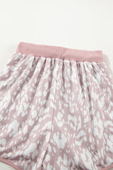 Khaki Classic Leopard Arched Hem Elastic Waist Casual Shorts Casual Shorts JT's Designer Fashion