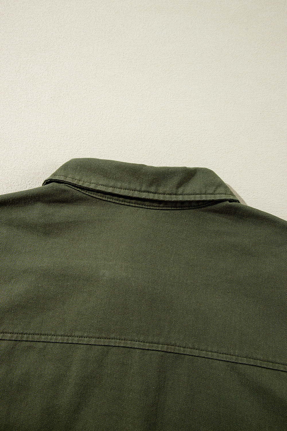 Moss Green Snap Button Zipper Tight Waist Collared Jacket Jackets JT's Designer Fashion