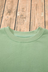 Smoke Green Solid Fleece Lined Drop Shoulder Terry Sweatshirt Sweatshirts & Hoodies JT's Designer Fashion