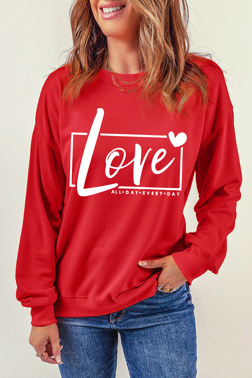 Fiery Red Valentine's Day Love Graphic Sweatshirt Graphic Sweatshirts JT's Designer Fashion