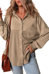 Goat Mineral Wash Textured Patchwork Loose Fit Shacket Jackets JT's Designer Fashion