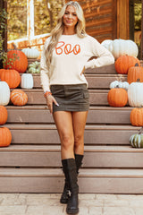 Apricot Boo Knitted Pattern Ribbed Edge Drop Shoulder Sweater Sweaters JT's Designer Fashion