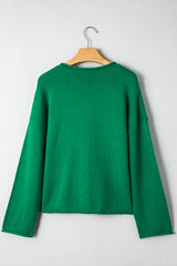 Bright Green Solid Color Knit Button Drop Shoulder Sweater Cardigan Cardigans JT's Designer Fashion