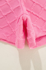 Sachet Pink Checkered Textured Tee and Drawstring Shorts Short Sets JT's Designer Fashion