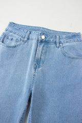 Myosotis Acid Washed High Rise Cropped Wide Leg Jeans Jeans JT's Designer Fashion