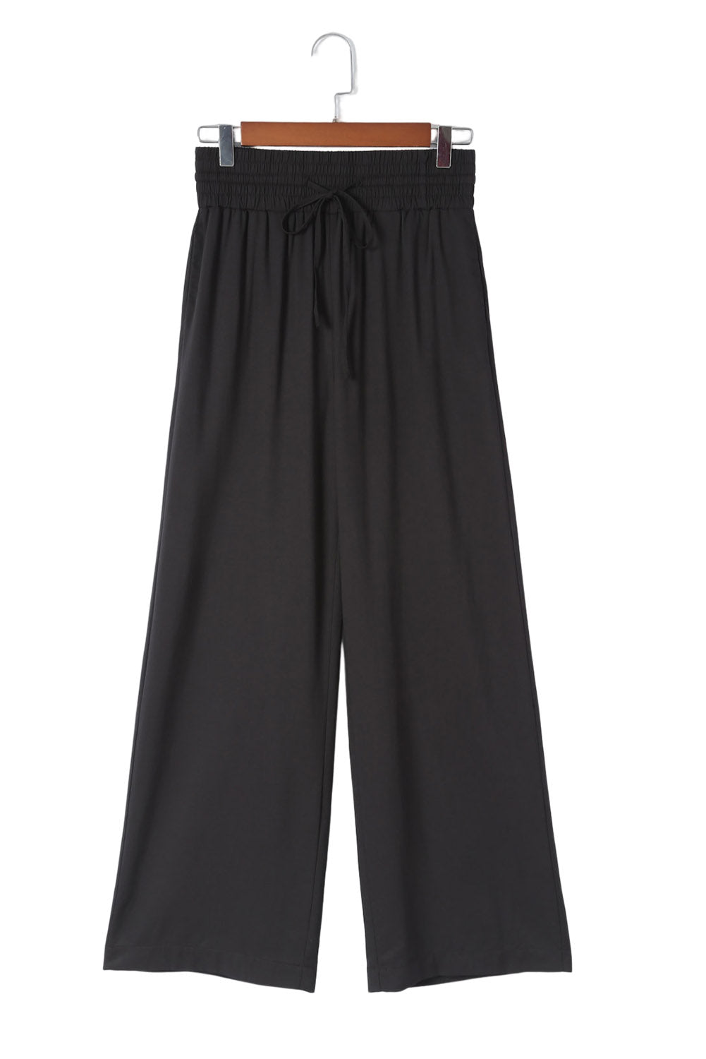 Black Drawstring Elastic Waist Casual Wide Leg Pants Pants & Culotte JT's Designer Fashion