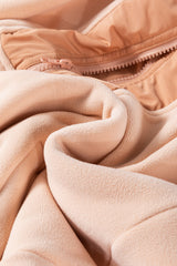 Light French Beige Colorblock Patchwork Half Zip Oversized Sherpa Hoodie Sweatshirts & Hoodies JT's Designer Fashion