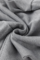 Gray Waffle Knit Fleece Lined High Low Oversized Hoodie Sweatshirts & Hoodies JT's Designer Fashion