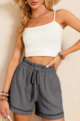 Dark Grey Cotton Gauze Paperbag Shorts Casual Shorts JT's Designer Fashion