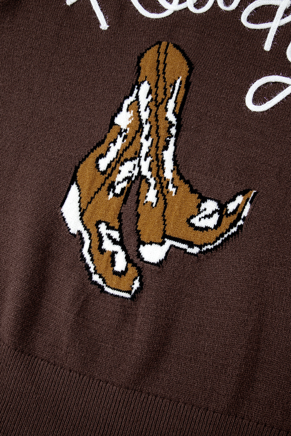 Coffee Western Howdy Boot Graphic High Neck Sweater Sweaters JT's Designer Fashion