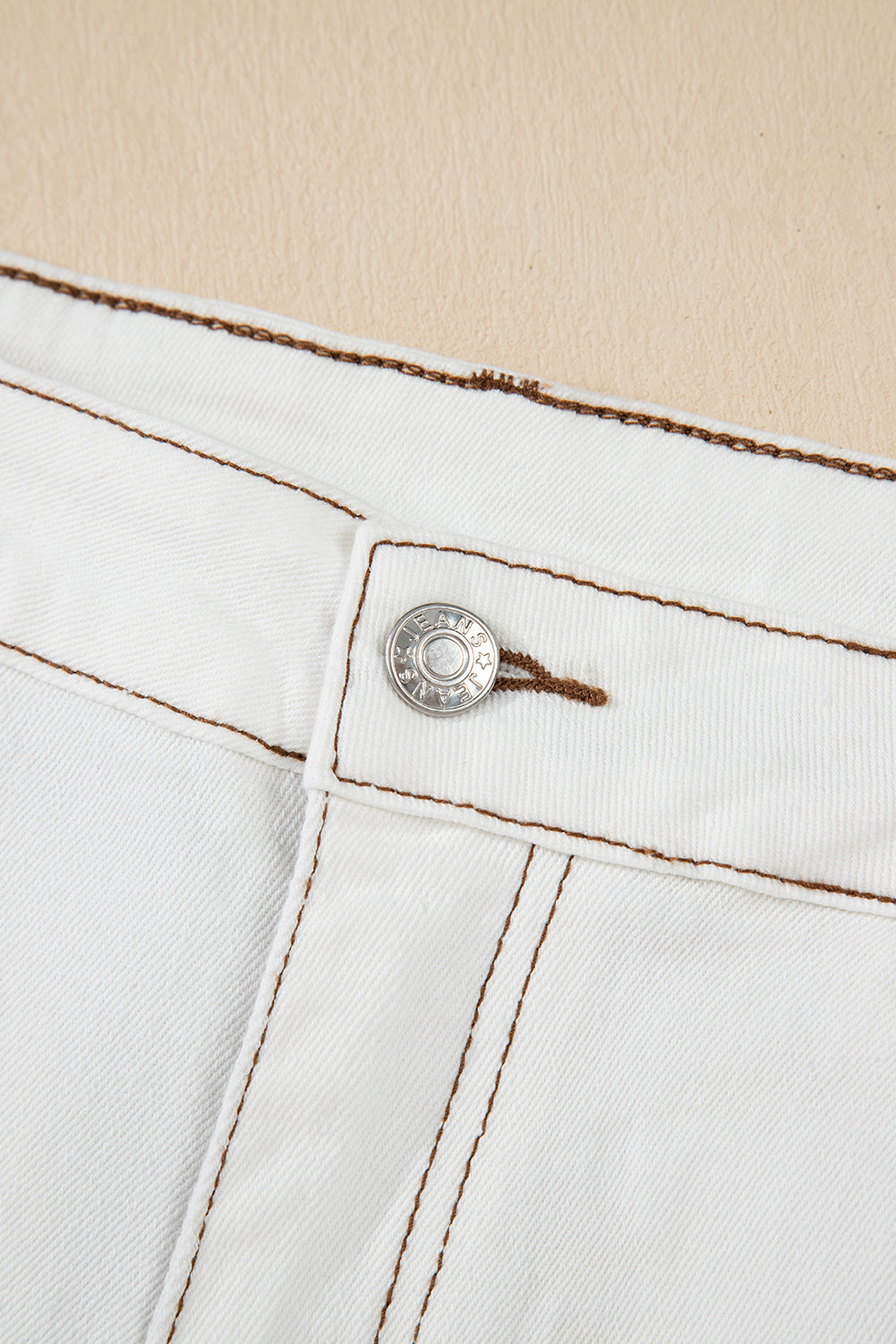 White Raw Hem High Waist Denim Shorts Denim Shorts JT's Designer Fashion
