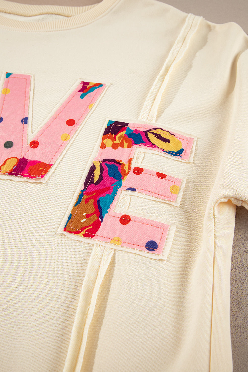 Apricot LOVE PATCH Graphic Oversized Sweatshirt Sweatshirts & Hoodies JT's Designer Fashion