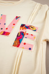 Apricot LOVE PATCH Graphic Oversized Sweatshirt Sweatshirts & Hoodies JT's Designer Fashion