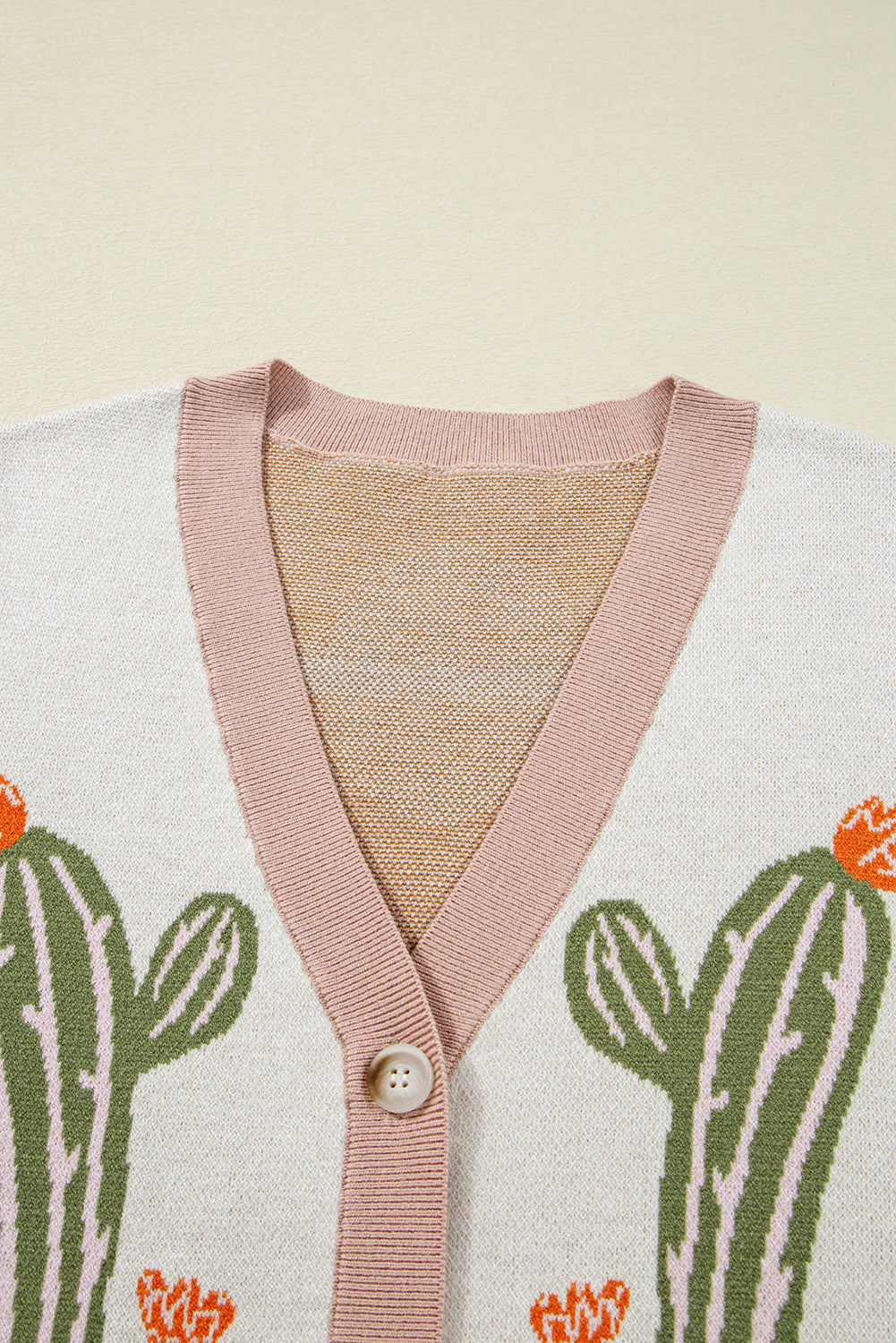 Apricot Desert Cactus Buttoned Front Sweater Cardigan Cardigans JT's Designer Fashion