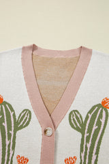 Apricot Desert Cactus Buttoned Front Sweater Cardigan Cardigans JT's Designer Fashion