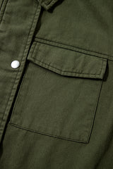 Moss Green Snap Button Zipper Tight Waist Collared Jacket Jackets JT's Designer Fashion