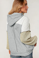 Gray Colorblock Patchwork Pullover Hoodie Sweatshirts & Hoodies JT's Designer Fashion