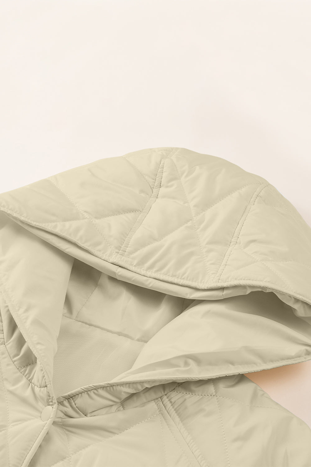 Beige Quilted Snap Button Hooded Coat Coats JT's Designer Fashion