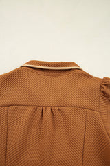 Desert Gold Quarter Zip Collar Bracelet Sleeve Textured Mini Dress Mini Dresses JT's Designer Fashion