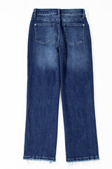 Sail Blue Mineral Wash Raw Hem High Waist Flared Jeans Jeans JT's Designer Fashion