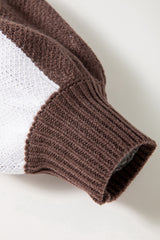 Dark Brown Checkered Bishop Sleeve Sweater Sweaters JT's Designer Fashion